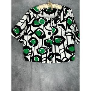 AGB Jacket Blazer Women SZ 12 Career Sophisticated Chic Bold Floral Cotton Artsy